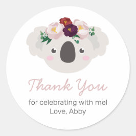 Koala Boho Bloemen Ronde Sticker