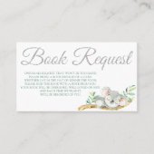 Koala Book Request Kaart for Baby shower Birthday Visitekaartje (Voorkant)