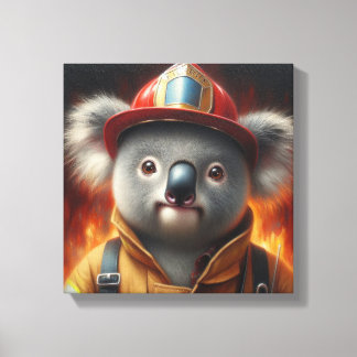 Koala Brandweerman Canvas Afdruk