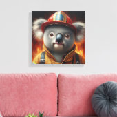 Koala Brandweerman Canvas Afdruk (Insitu (Woonkamer))