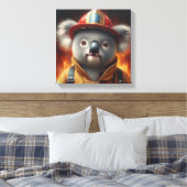 Koala Brandweerman Canvas Afdruk (Insitu (Slaapkamer))