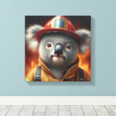Koala Brandweerman Canvas Afdruk (Insitu (Houten vloer))