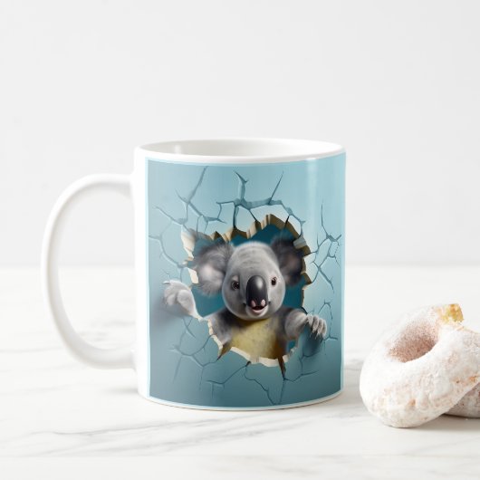 Koala Breaking Out Coffee, Tea, Cacao Mok, Cup Koffiemok (Met donut)