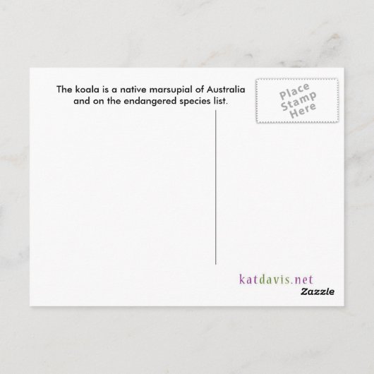 Koala Briefkaart (Achterkant)