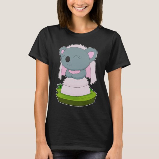 Koala Bruid Sluiers Bruiloft T-shirt (Voorkant)