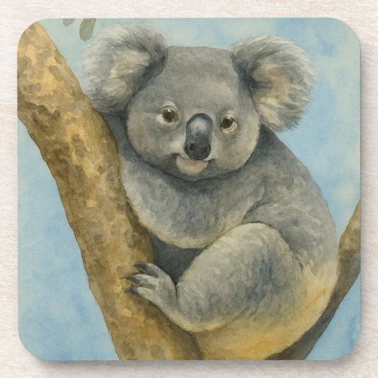 Koala Calm - Waterverf Wildlife Bier Onderzetter (Voorkant)