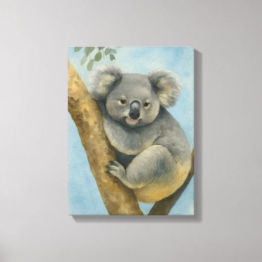 Koala Calm - Waterverf Wildlife Canvas Afdruk (Voorkant)