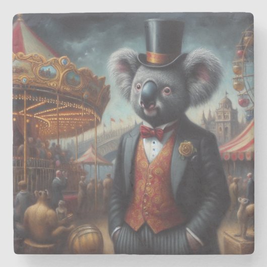 Koala Carnaval Stenen Onderzetter (Voorkant)