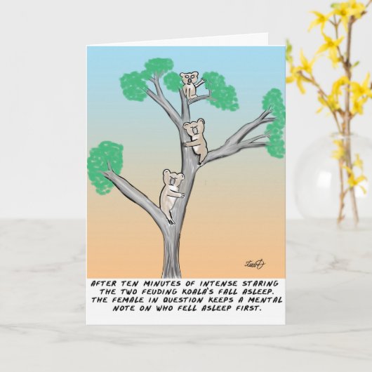 Koala Cartoon Kaart (Gele Bloem)