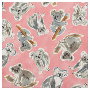 KOALA CHAOS Waterverf Cute Marsupial Stof
