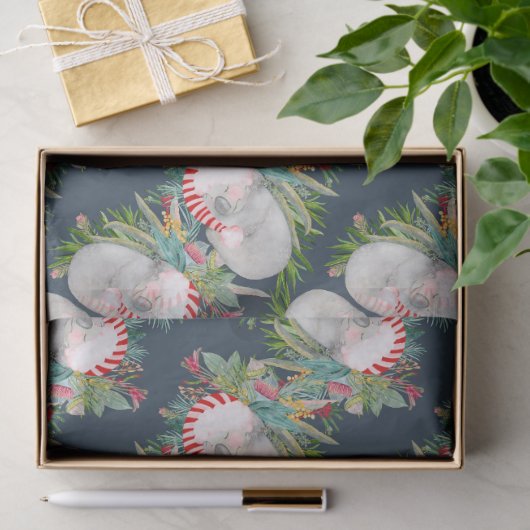 Koala Christmas Blue Wrapping Paper Tissuepapier (Geschenk)