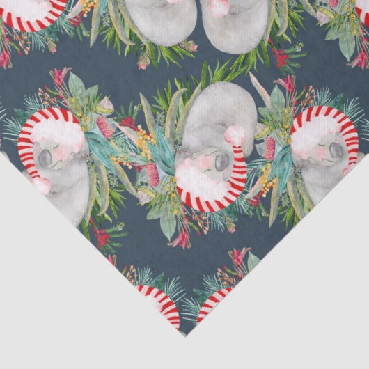 Koala Christmas Blue Wrapping Paper Tissuepapier (Detail)