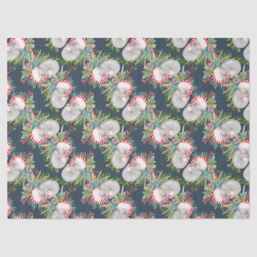 Koala Christmas Blue Wrapping Paper Tissuepapier (Voorkant)