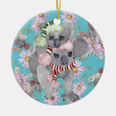 Koala Christmas Botanical  Blauw Keramisch Ornament (Voorkant)
