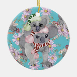 Koala Christmas Botanical  Blauw Keramisch Ornament