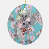 Koala Christmas Botanical  Blauw Keramisch Ornament (Links)