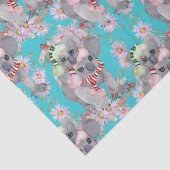 Koala Christmas Botanical Blauw Tissuepapier (Detail)
