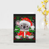 Koala Christmas Lights Santa Costume Ugly Xmas Swe Kaart (Gele Bloem)