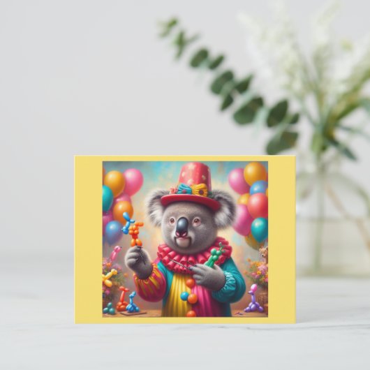 Koala Clown Briefkaart (Staand voorkant)
