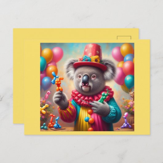 Koala Clown Briefkaart (Voorkant / Achterkant)