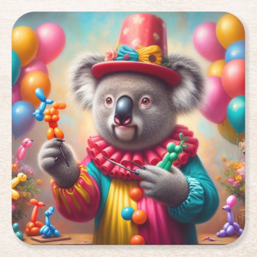 Koala Clown Kartonnen Onderzetters (Voorkant)