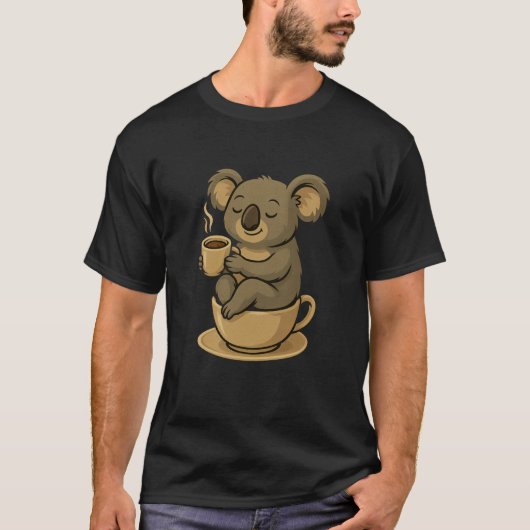 Koala Coffee Cup Espresso Relax Funny Morning Shir T-shirt (Voorkant)