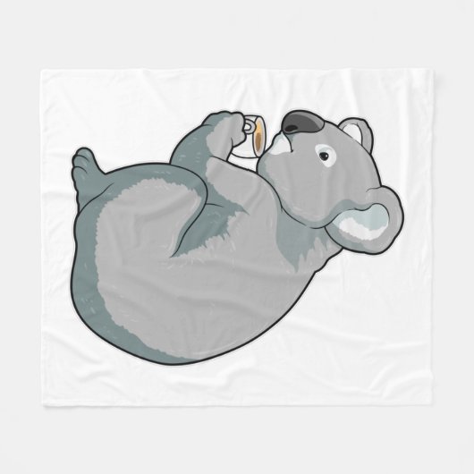 Koala Coffee Cup Fleece Deken (Voorkant (Horizontaal))
