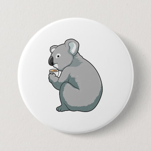Koala Coffee Cup Ronde Button 7,6 Cm (Voorkant)