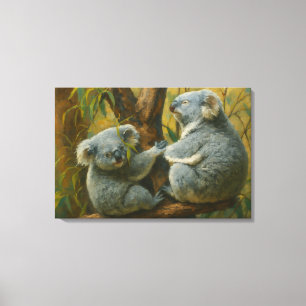 Koala Companions - Realistisch Wildlife Pair Canvas Afdruk