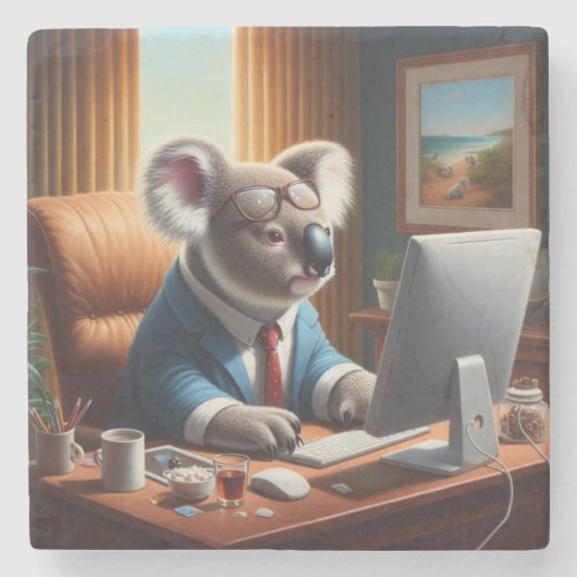 Koala Computer Stenen Onderzetter (Voorkant)