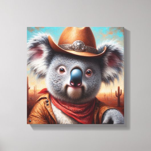 Koala Cowboy Canvas Afdruk (Voorkant)