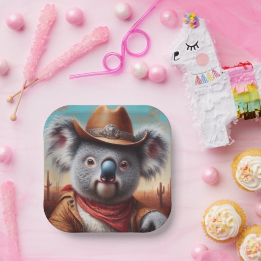Koala Cowboy Papieren Bordje (Feest)