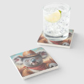 Koala Cowboy Stenen Onderzetter (Zijkant)