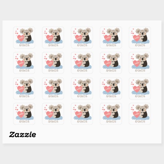 Koala Cuddles ID386 Vierkante Sticker (Vel)