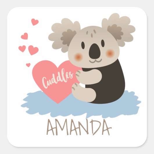 Koala Cuddles ID386 Vierkante Sticker (Voorkant)