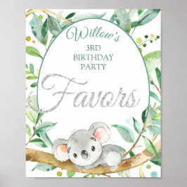 Koala Custom Birthday Party Favors Poster