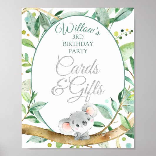 Koala Custom Birthday Party Kaarten and Gifts Poster (Voorkant)