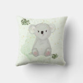 Koala Cute Baby Animal Green Gum Leaves Nursery Kussen (Achterkant)