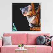 Koala Cute in Tree Grey Canvas Afdruk (Insitu (Woonkamer))