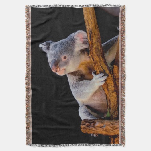 Koala Cute in Tree Grey Deken (Voorkant Verticaal)