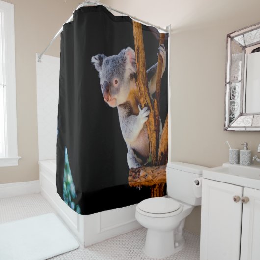 Koala Cute in Tree Grey Douchegordijn (In situ)