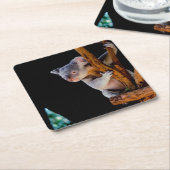 Koala Cute in Tree Grey Kartonnen Onderzetters (Schuin)