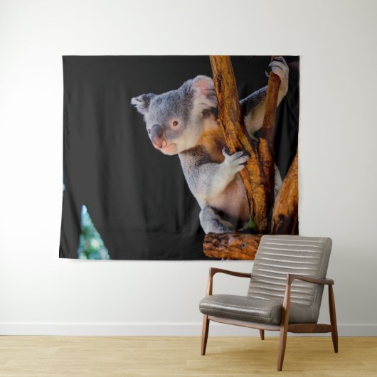Koala Cute in Tree Grey Wandkleed (In Situ (horizontaal))