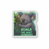 Koala De Stille Introvert | Schattig Minimalistisc Sticker (Voorkant)
