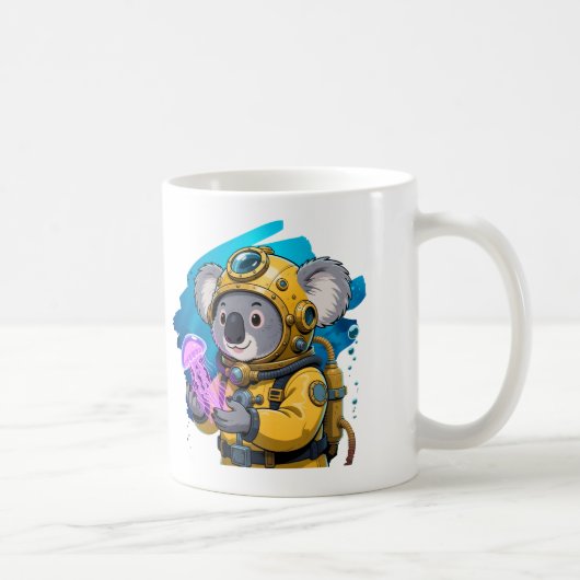 Koala Deep Sea Diver Cute Cartoon Explorer Koffiemok (Rechts)