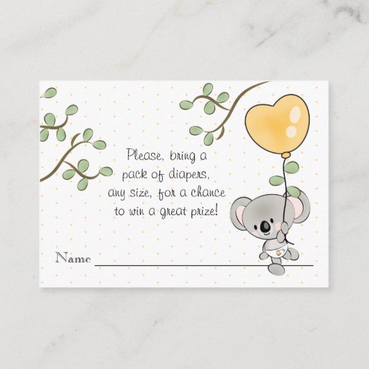 Koala Diaper Raffle Ticket Enclosure Card Informatiekaartje (Achterkant)
