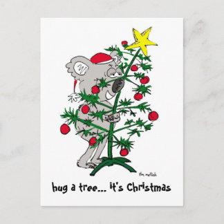 Koala die een Kerstboom koesteren Feestdagenkaart