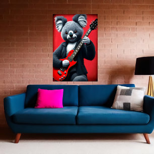 Koala die gitaar speelt   AI Art. Poster