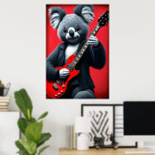 Koala die gitaar speelt | AI Art. Poster (Thuiskantoor)