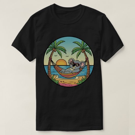 Koala die ontspant op een hangmat op het strand - t-shirt (Design voorkant)